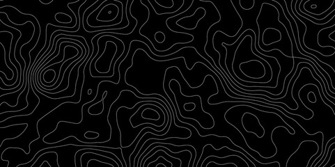 Abstract topography map with black background. Abstract Grey and white line geography map pattern line vector design.