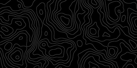 Abstract topography map with black background. Abstract Grey and white line geography map pattern line vector design.
