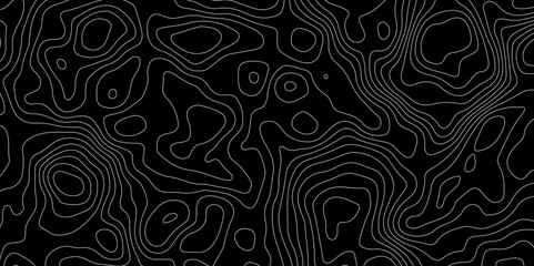 Abstract topography map with black background. Abstract Grey and white line geography map pattern line vector design.