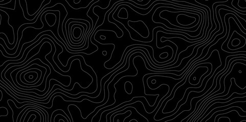 Abstract topography map with black background. Abstract Grey and white line geography map pattern line vector design.