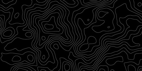 Abstract topography map with black background. Abstract Grey and white line geography map pattern line vector design.