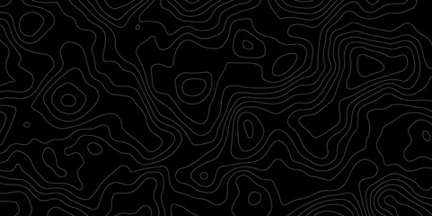 Abstract topography map with black background. Abstract Grey and white line geography map pattern line vector design.