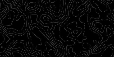 Abstract topography map with black background. Abstract Grey and white line geography map pattern line vector design.