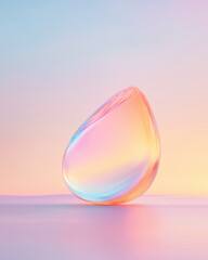 Fluid pastel droplet design with translucent iridescent effects, set against a soft gradient background. Modern and minimalist art style.