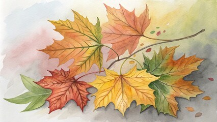 Watercolor Painting of Autumn Leaves, Watercolor, Fall Leaves, Autumn