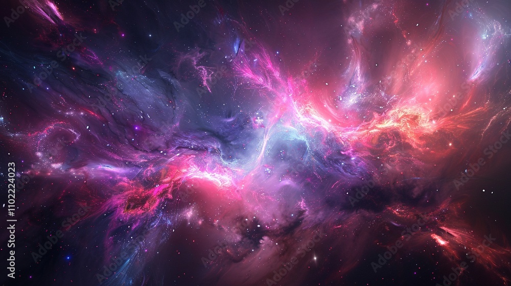 Poster breathtaking cosmic nebula 3d rendering image. infinite depth and wonder mystery. universe galactic 
