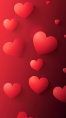Happy Valentine's Day with 3D red hearts and a blur effect, perfect for a celebration card, vector illustration