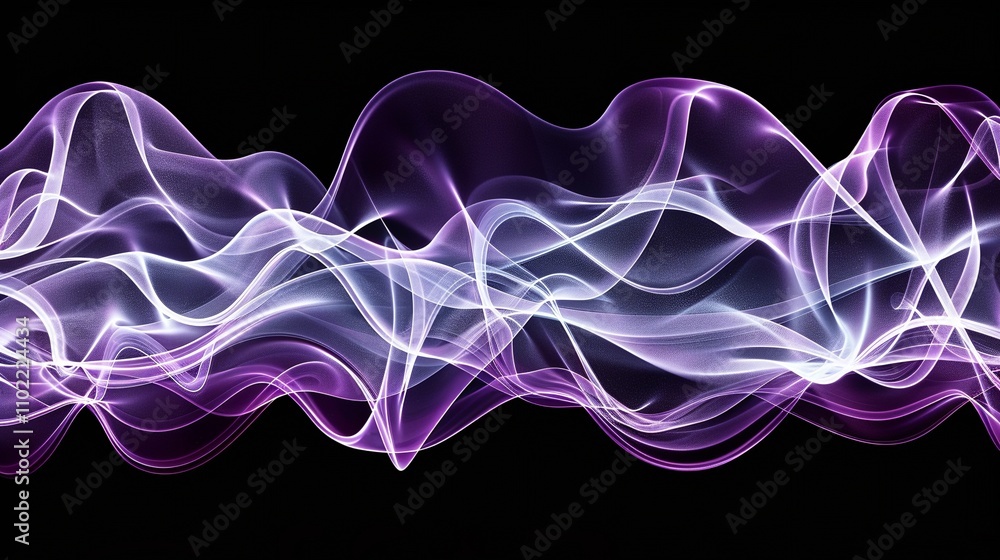 Poster dynamic vivid waves of violet and white light 3d rendering image. modern futuristic background wallp