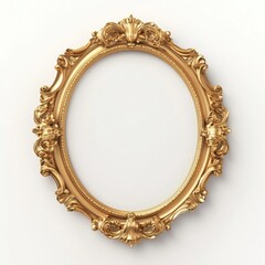 Isolated oval photo frame with vintage design, featuring Baroque Victorian ornate border. Perfect for luxury interior decor, suitable for photos, pictures, art, paintings, or images