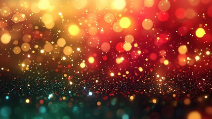 A vibrant and festive background featuring bright bokeh lights