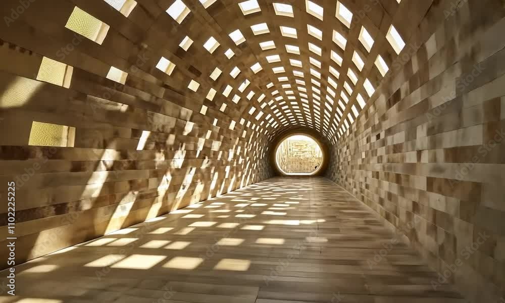 Aufkleber stunning modern architecture of tunnel featuring unique pattern of light and shadow, blending natura