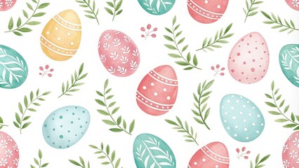 Watercolor Easter Eggs Seamless Pattern, Easter Eggs, Spring ,