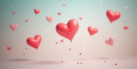 Hearts float through the air, dancing joyfully on the breeze, spreading love and warmth