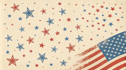 Obraz premium Vintage American Flag with Red, White and Blue Stars, Patriotic , Fourth of July