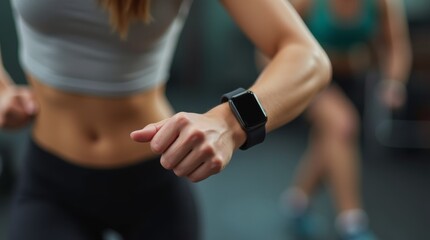 Fitness Tracker Monitoring Heart Rate During Cardio Exercise
