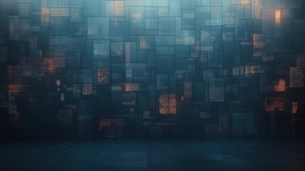 Obraz premium A wall of blocks with a city view