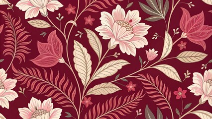 Red and Cream Floral Seamless Pattern, Floral pattern, floral design