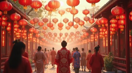 Obraz premium Lively Chinese New Year Celebration with Iconic Decorations