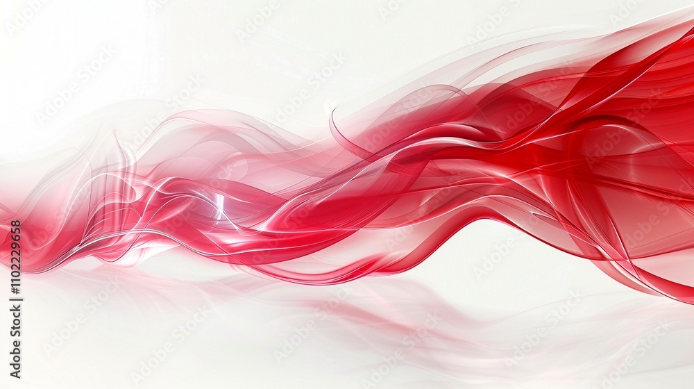 Poster flowing red and white abstract waves 3d rendering image. soft curves background wallpaper colorful r