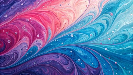 Abstract Swirls of Pink, Blue and Purple Paint with White Bubbles, abstract art, fluid art