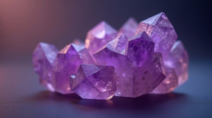 Fototapeta premium closeup macro shot of a purple amethyst gemstone, showing intricate crystalline texture, ultra-detailed, photorealistic, shimmering light reflections, natural imperfections, vibrant deep violet hues
