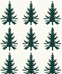 Fototapeta premium green christmas tree patterns on a white festive background