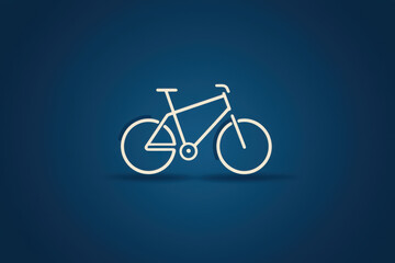 Fototapeta premium Minimalist bicycle icon on blue background, showcasing clean lines and modern design. Perfect for cycling enthusiasts and graphic projects