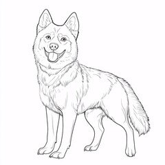 Fototapeta premium Cute and Friendly Siberian Husky Dog Illustration for kid's coloring page outline on white background