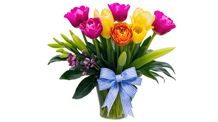 Bright Tulip Bouquet in Glass Vase  
