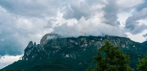 Panoramic view of the mountains in the Dolomites in South Tyrol, Italy.