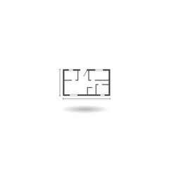 House plan icon with shadow