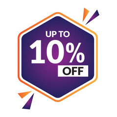 10% OFF Sale Discount Banner. Discount offer price tag. Vector Modern Sticker Illustration.