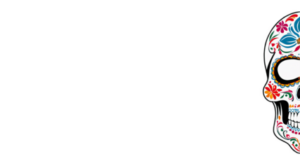 Half Sugar Skull with Floral Pattern  
