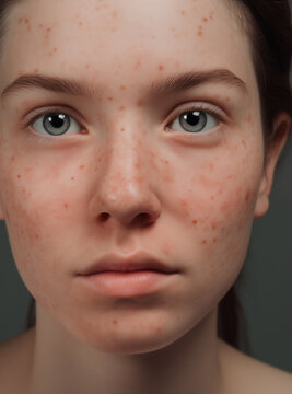 Pigmentation facial treatment on young woman face. Skin care and health problem concept