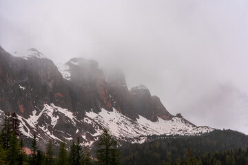 Morning mist in the Dolomites in South Tyrol, Italy.