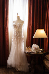 White Wedding Dress in Window Light