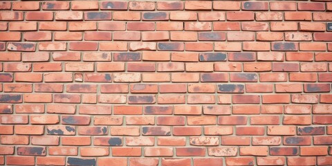 Obraz premium Red brick wall with rough textures and visible grout lines, grout, brick