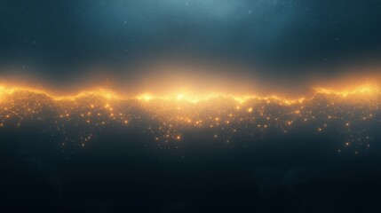 Fototapeta premium A bright orange line of light is shown against a dark blue background