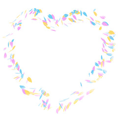 カラフルな花びら_ハート形のフレーム_透過素材_CGイラスト