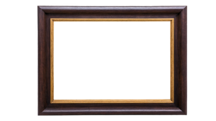 Dark Wooden Frame with Gold Trim
