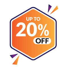 20% OFF Sale Discount Banner. Discount offer price tag. Vector Modern Sticker Illustration.