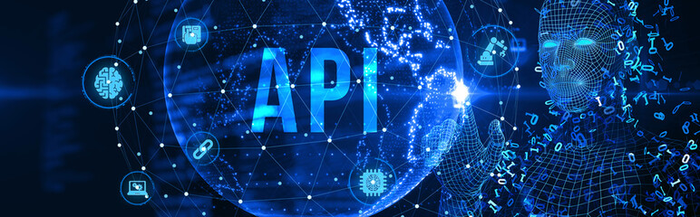 API - Application Programming Interface. Software development tool. Business, modern technology, internet and networking concept. 3d illustration