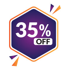 35% OFF Sale Discount Banner. Discount offer price tag. Vector Modern Sticker Illustration.