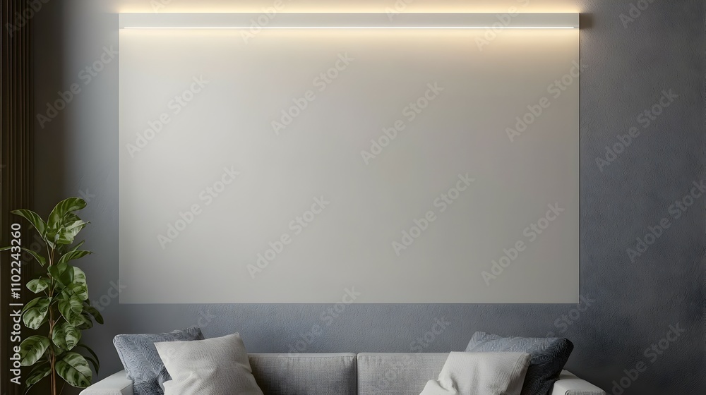 Poster elegant minimalist in-wall ceiling design with hidden lighting - smooth lines and white finish for m
