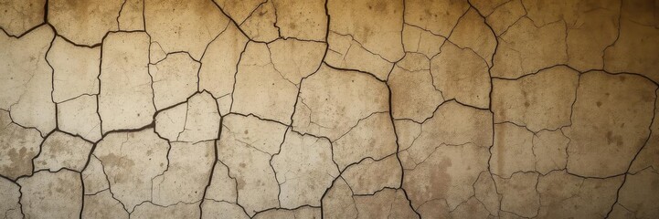 Fototapeta premium Cracked and grungy old wall covered in dirt and peeling paint, grunge, textured