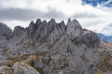 Mordor concept, amazing mountains in Montenegro, Durmitor. Peaks similar to Dolomites in Italy. Mordor as concept of climbing the career ladder (being promoted step by step)