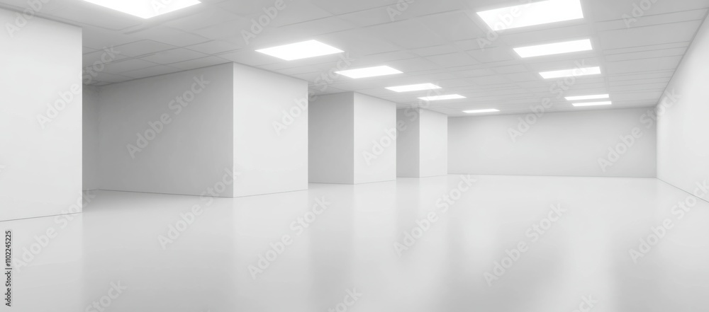 Poster 3d render illustration of a glossy room with an abstract white background and architecture