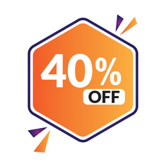 40% OFF Sale Discount Banner. Discount offer price tag. Vector Modern Sticker Illustration.