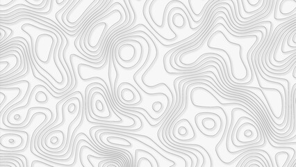 Topographic map. Geographic mountain relief. Abstract lines background. Contour maps. Modern design with White background with topographic wavy pattern. Vector illustration.