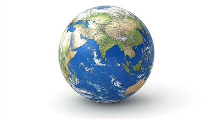  a blue and green globe of the Earth on a white background